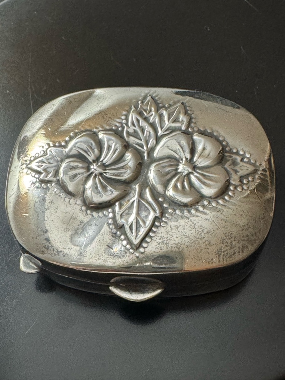 Vintage Sterling Silver Floral Repoussé Trinket Box